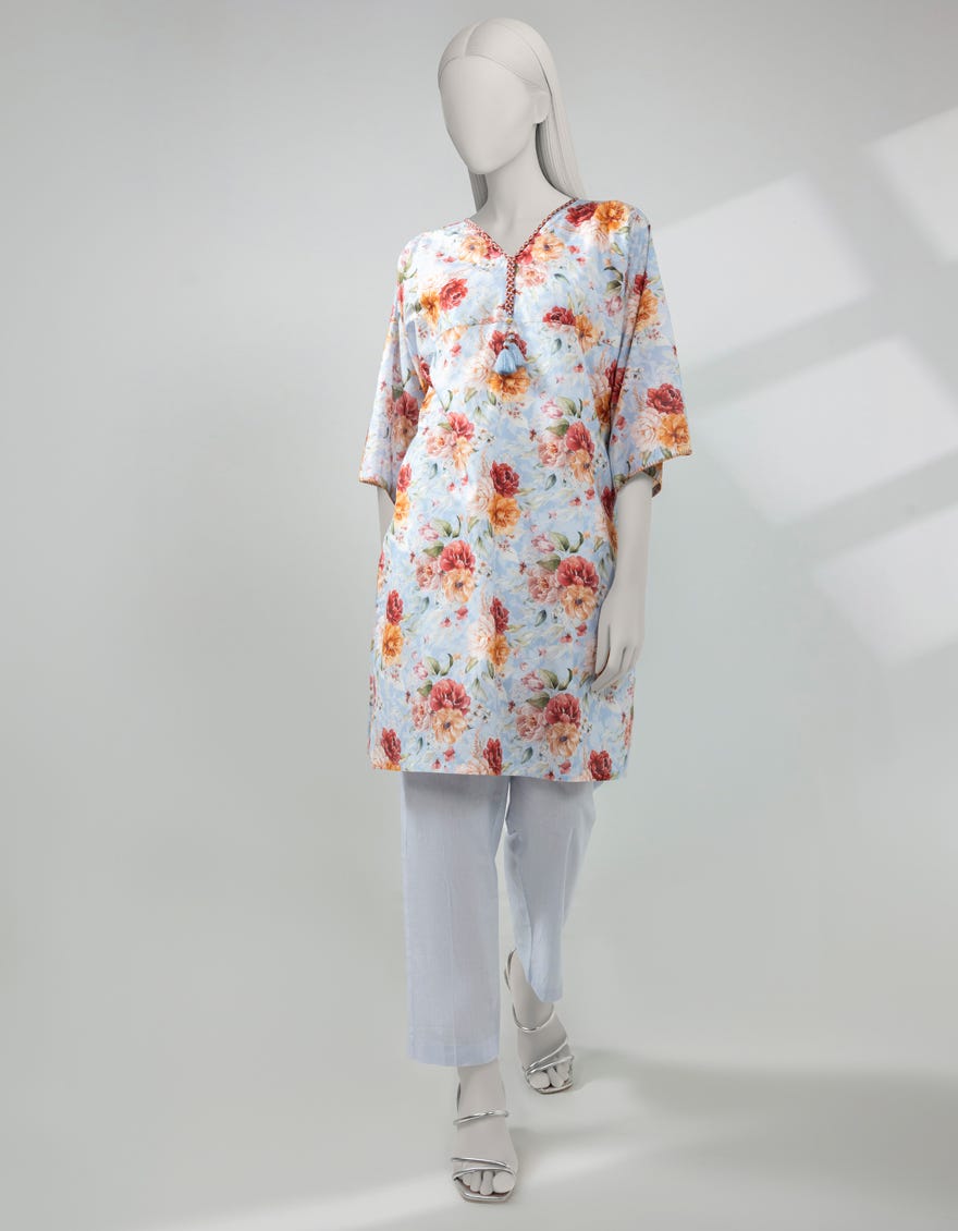 BLUE LAWN PRINTED UNSTITCHED 2PC
