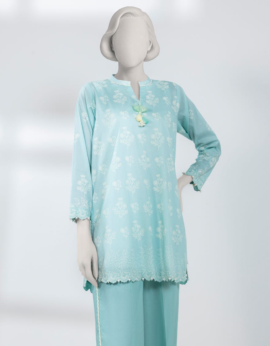 SEA GREEN LAWN EMBROIDERED UNSTITCHED 2PC