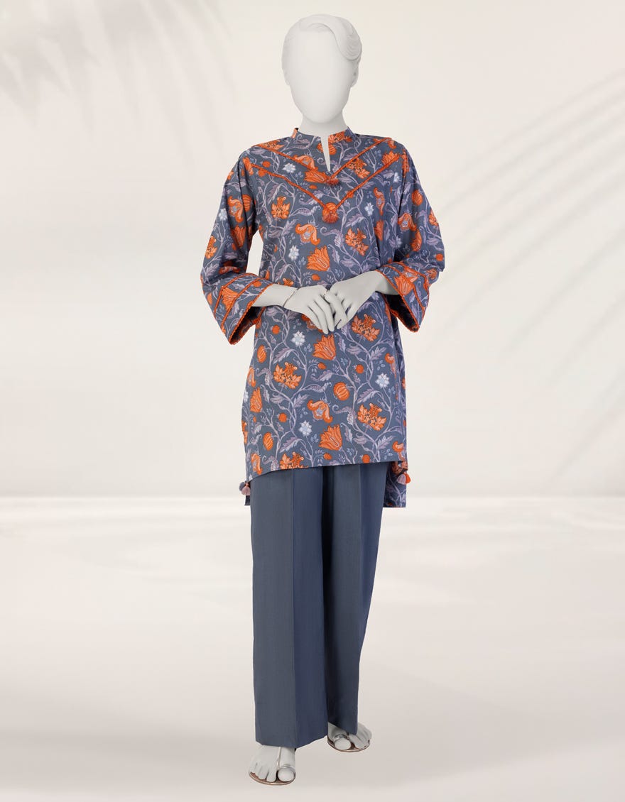 GREY PRINTED LIMINAL UNSTITCHED 2PC