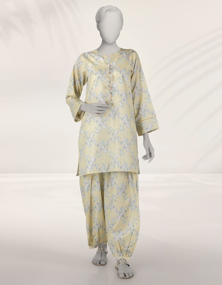 LEMON DIGITAL PRINTED DOBBY UNSTITCHED 2PC