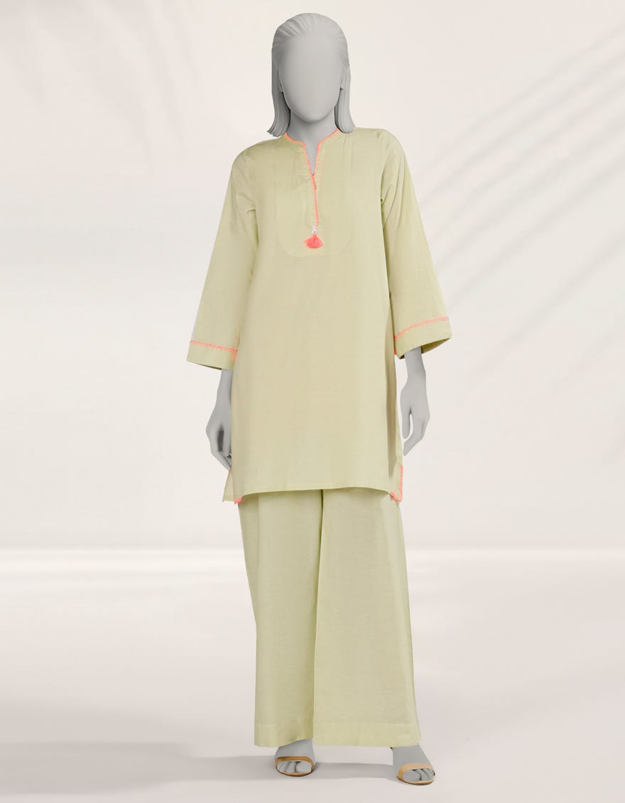 GREEN COTTON TEXTURED CO-ORD SET
