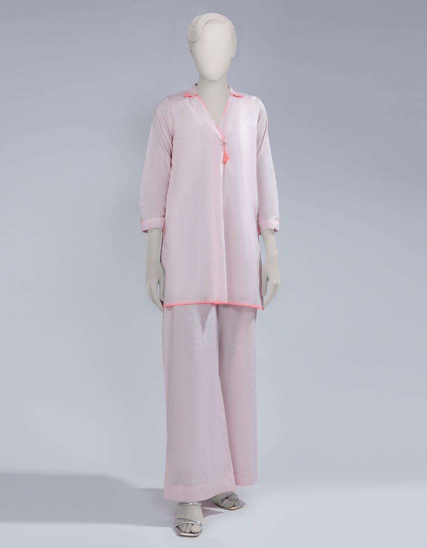 PINK COTTON TEXTURED CO-ORD SET