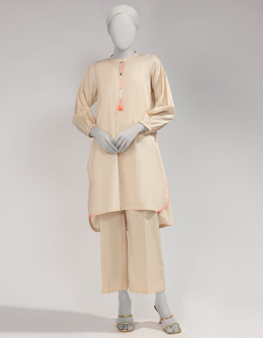 PEACH COTTON TEXTURED CO-ORD SET