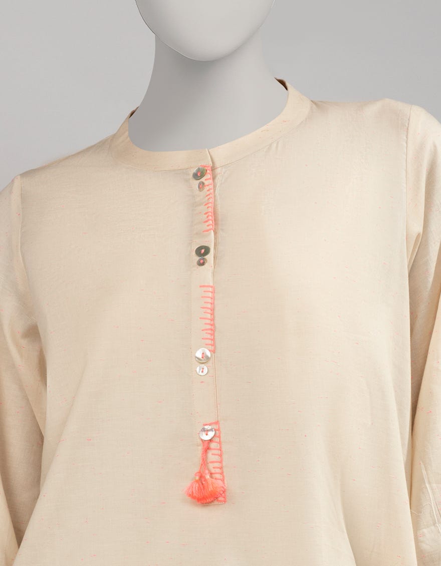 PEACH COTTON TEXTURED CO-ORD SET