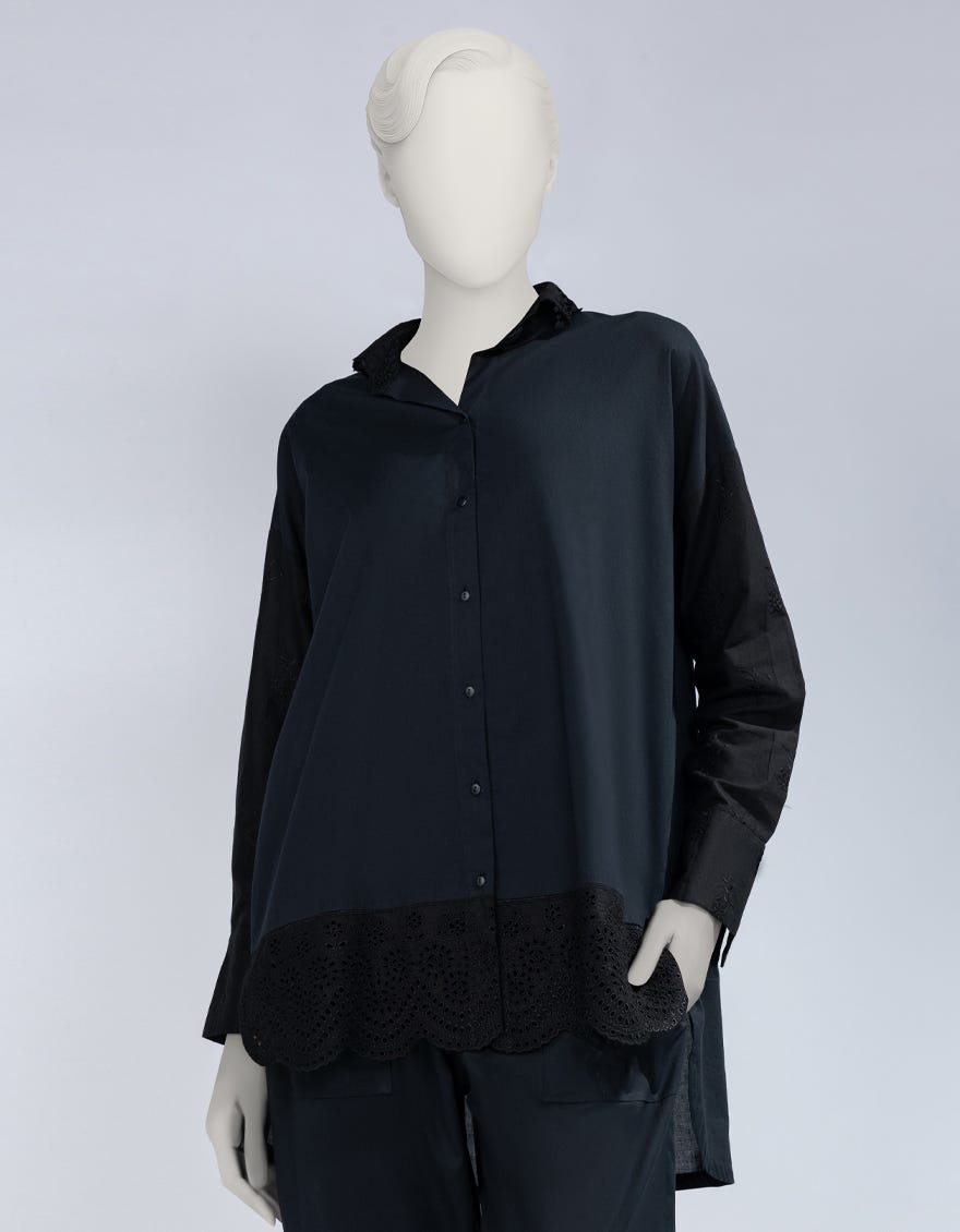 BLACK LAWN SCHIFFLI CO-ORD SET