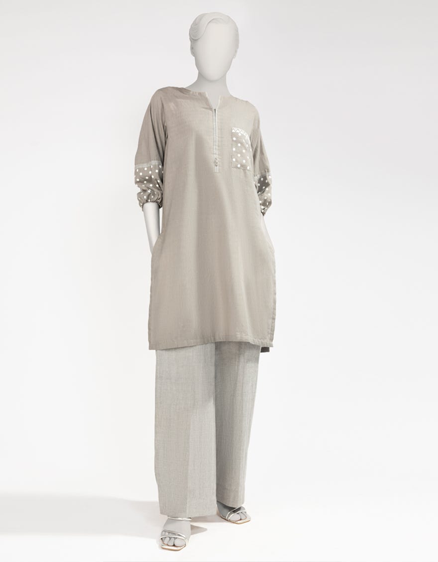 GREY DOBBY DYED CO-ORD SET