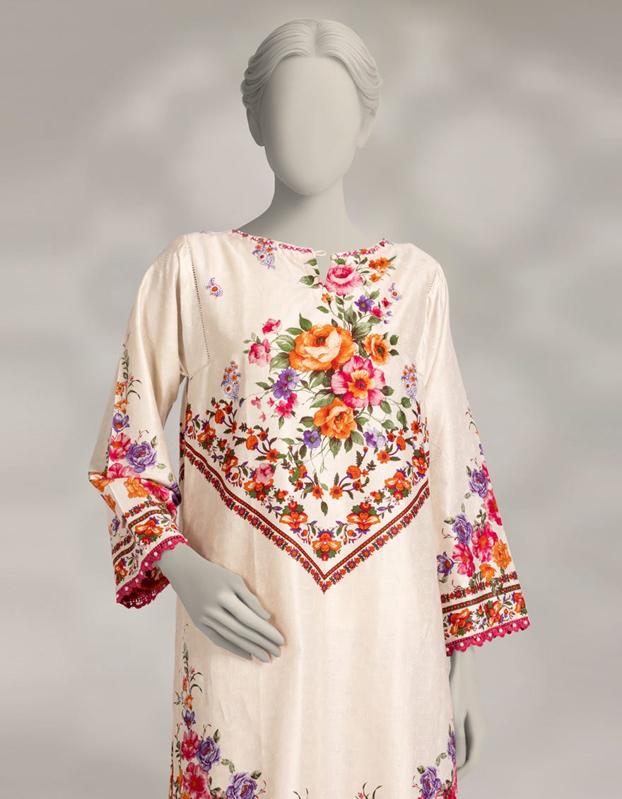 CREAM DOBBY PRINTED CO-ORD SET