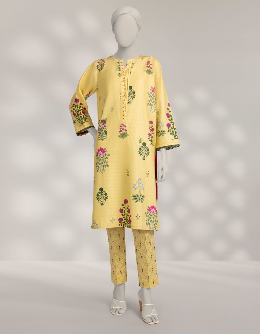 YELLOW DOBBY PRINTED CO-ORD SET