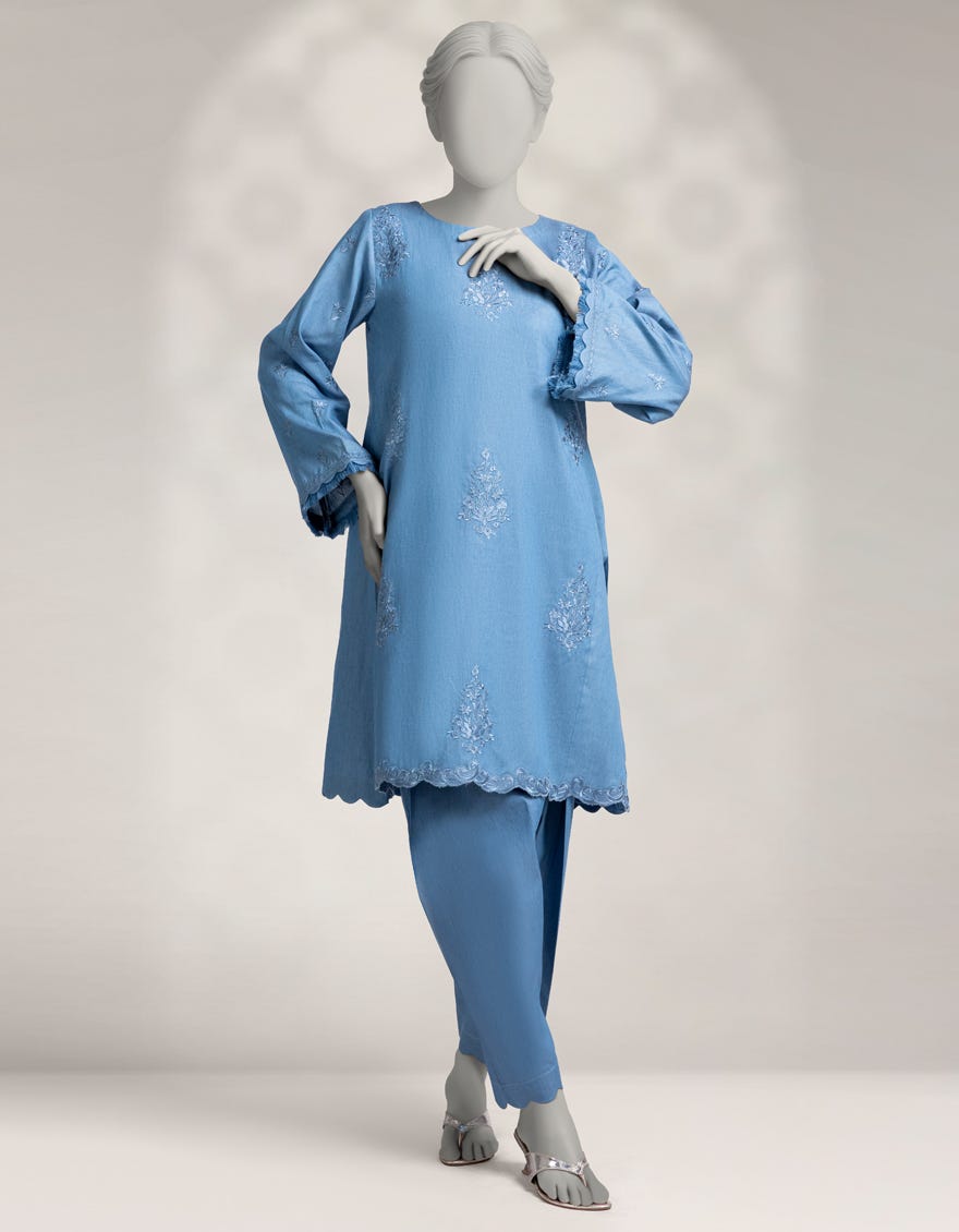 BLUE DENIM DYED CO-ORD SET