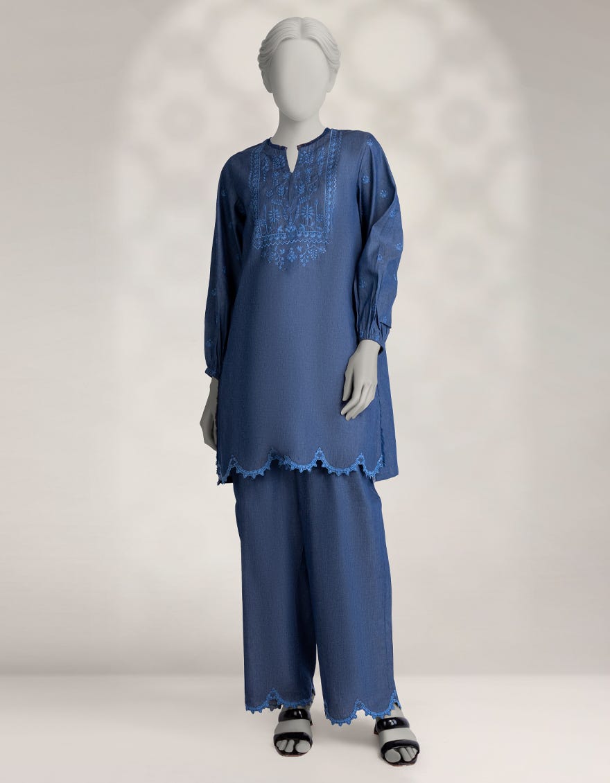 BLUE DENIM DYED CO-ORD SET