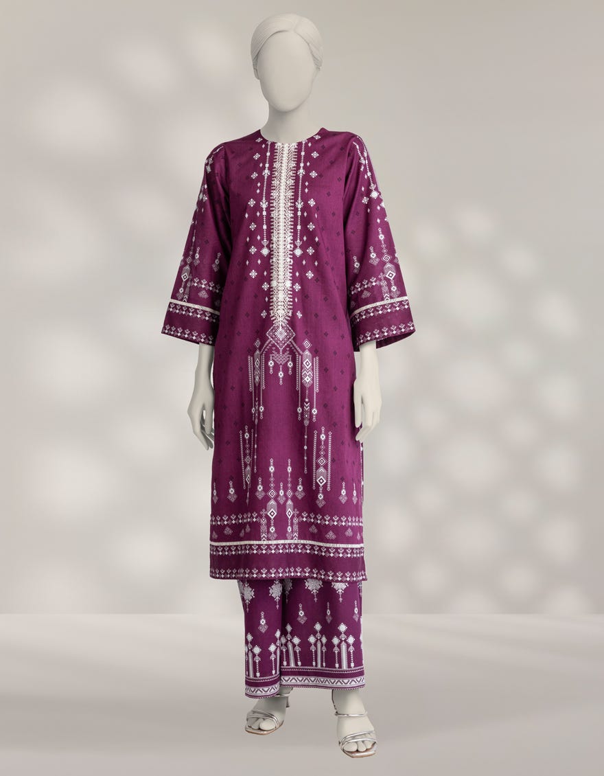 MULTICOLOR CAMBRIC EMBROIDERED 2PC UNSTITCHED
