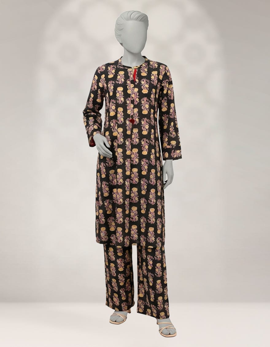 BLACK CAMBRIC PRINTED CO-ORD SET