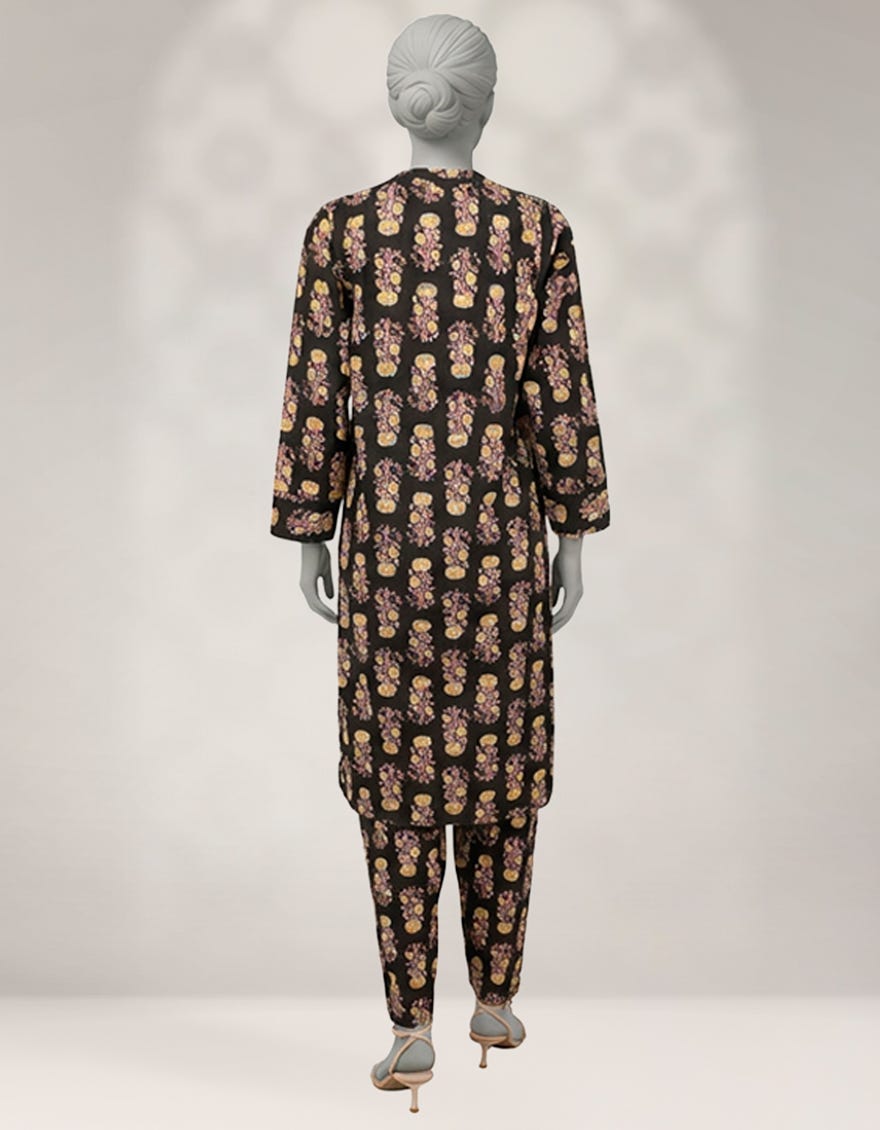 BLACK CAMBRIC PRINTED CO-ORD SET