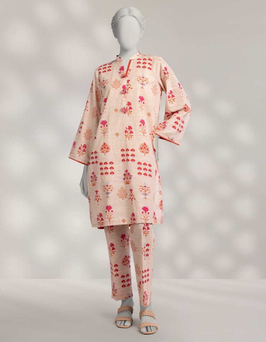 BEIGE KHADDAR PRINTED CO-ORD SET