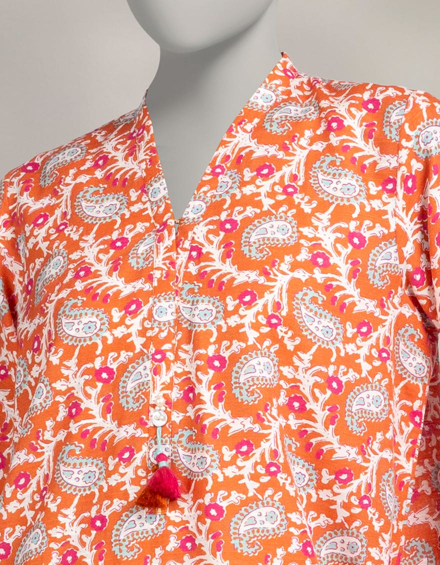ORANGE KHADDAR PRINTED CO-ORD SET