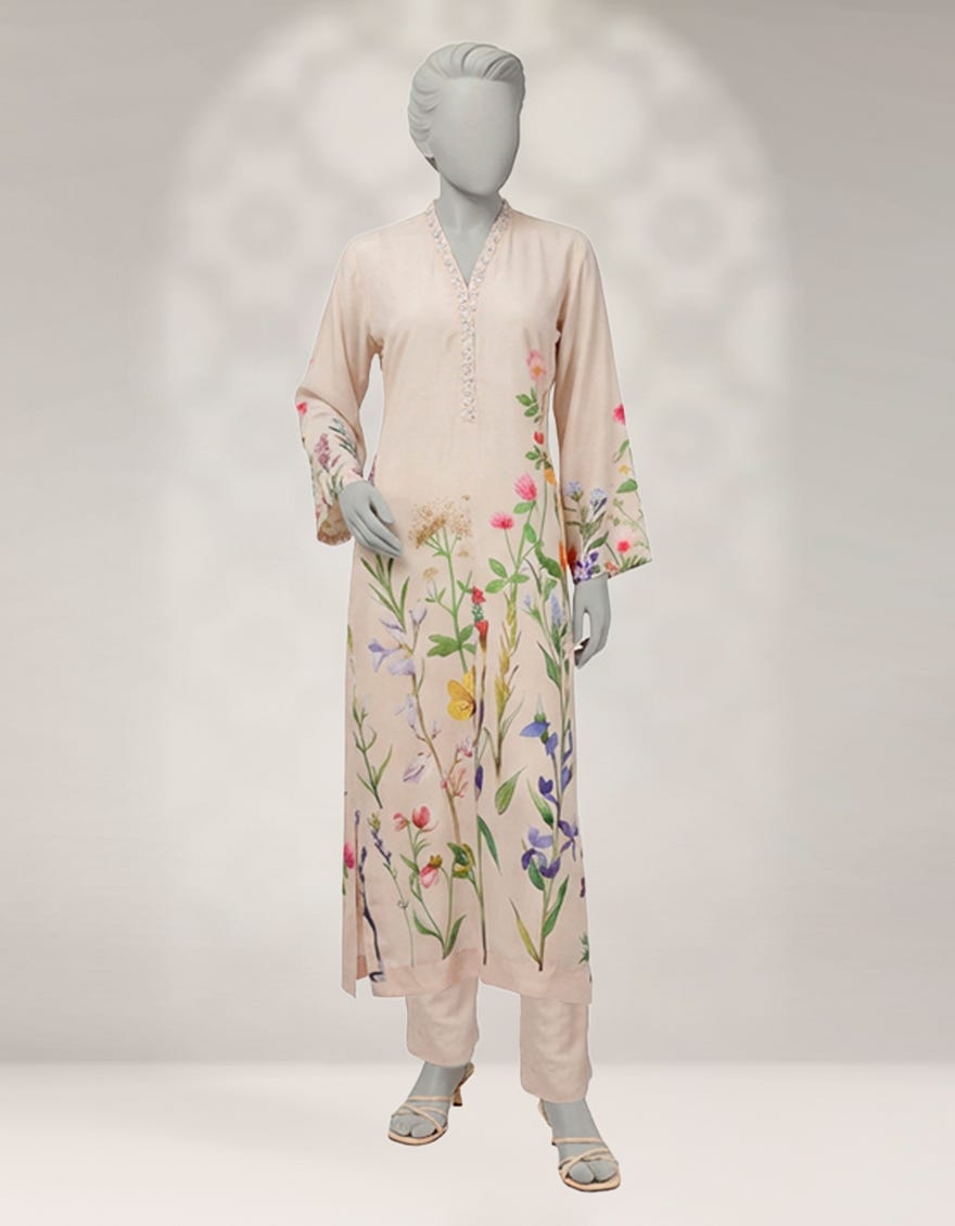 BEIGE GEORGETTE DIGITAL PRINTED CO-ORD SET