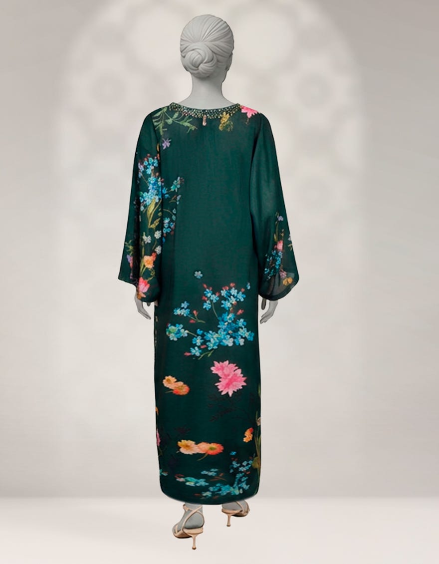 GREEN GEORGETTE DIGITAL PRINTED CO-ORD SET