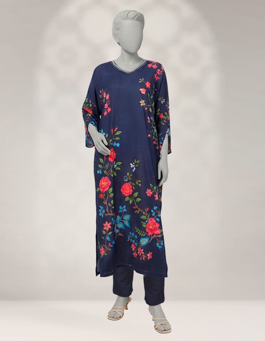 BLUE GEORGETTE DIGITAL PRINTED CO-ORD SET