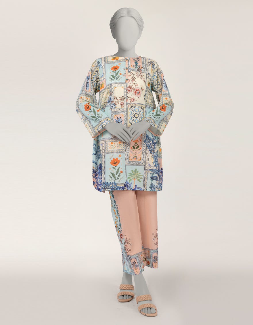 MULTICOLOR DOBBY DIGITAL PRINTED CO-ORD SET