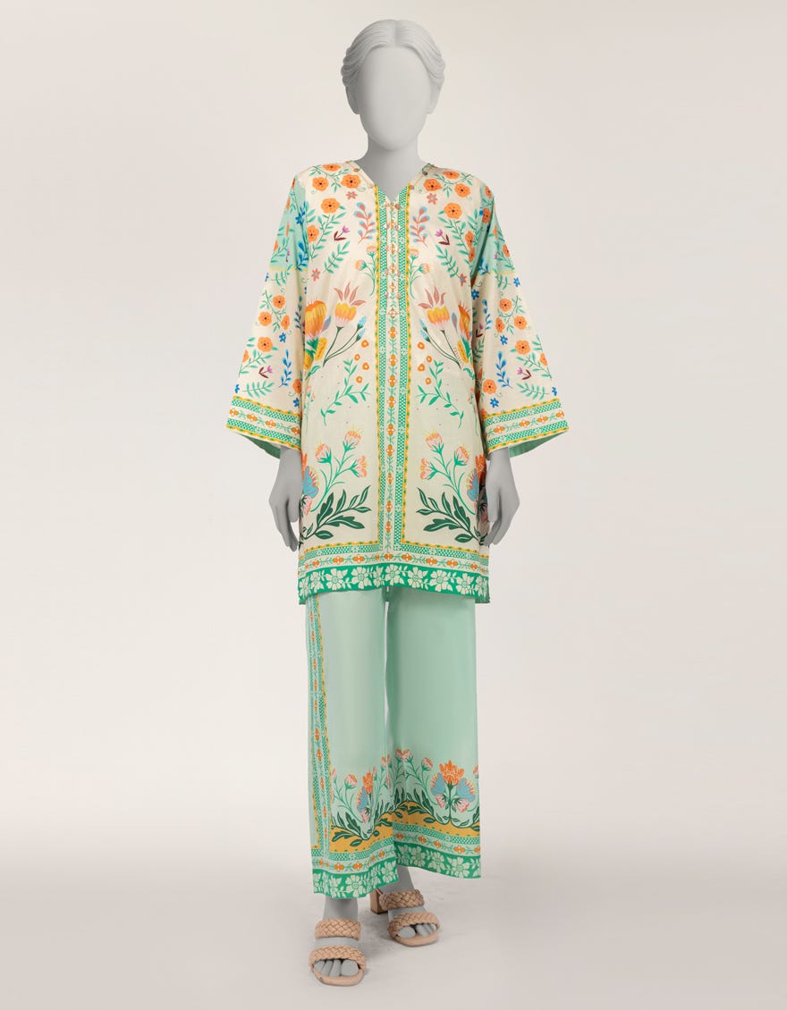 MULTICOLOR DOBBY DIGITAL PRINTED CO-ORD SET
