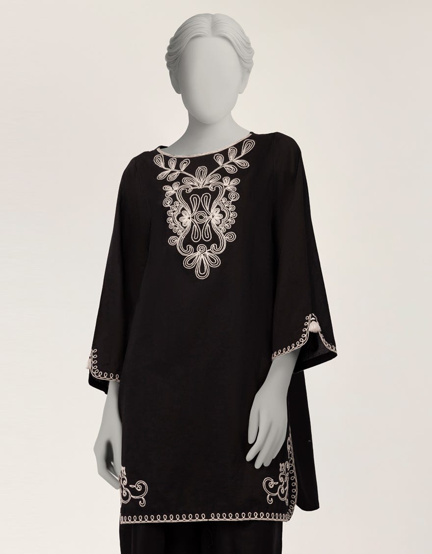 BLACK LAWN EMBROIDERED CO-ORD SET