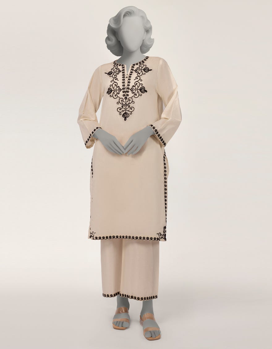 OFF WHITE LAWN EMBROIDERED CO-ORD SET