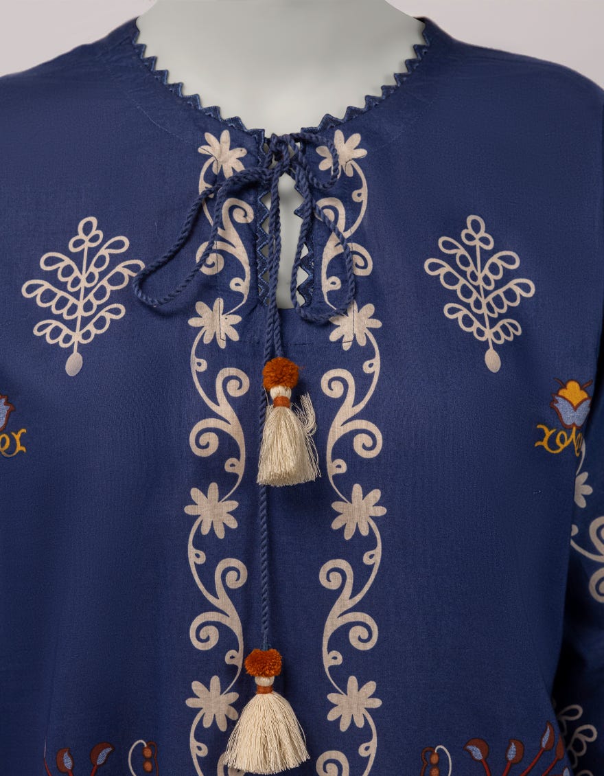 BLUE LAWN EMBROIDERED STITCHED 2PC