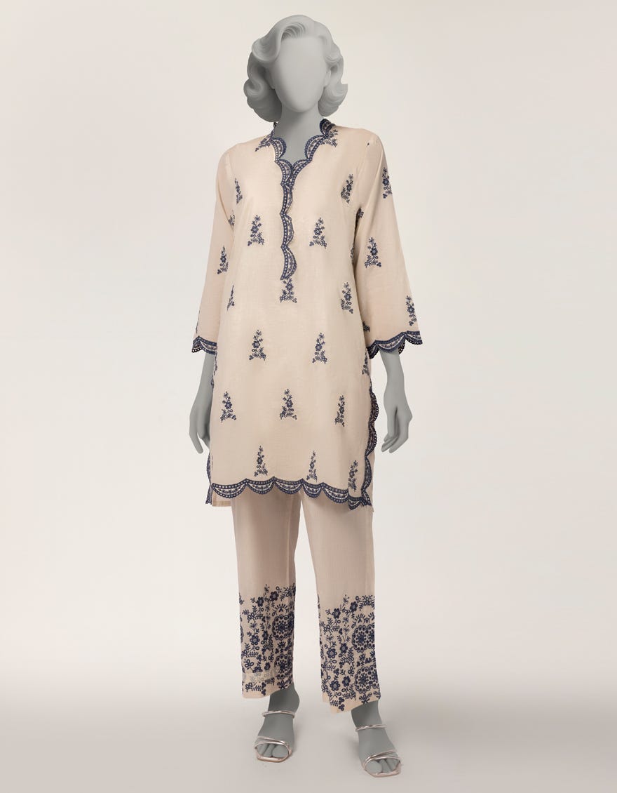 OFF WHITE LAWN SCHIFFLI CO-ORD SET