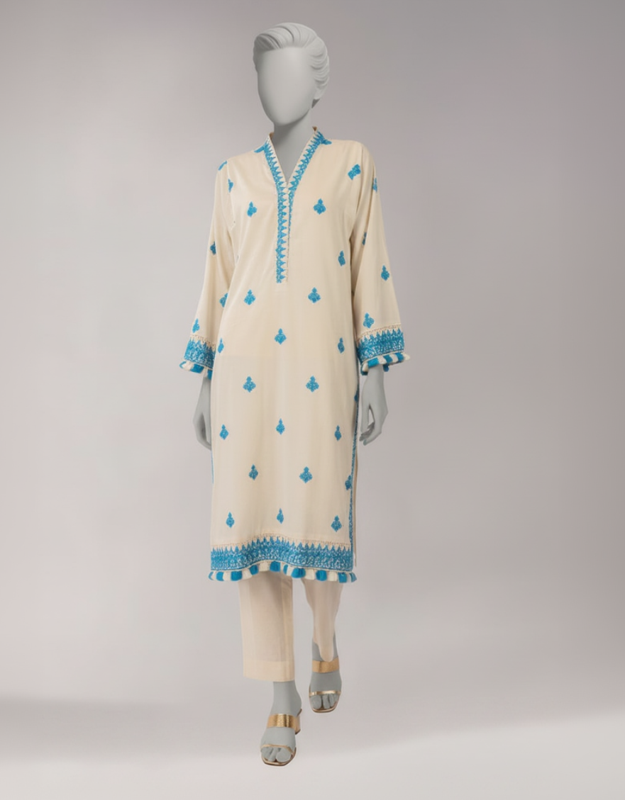 OFF WHITE LAWN EMBROIDERED UNSTITCHED 2PC
