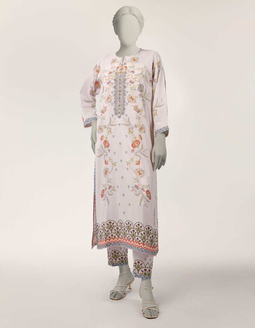 OFF WHITE MAPLE SILK DIGITAL PRINTED CO-ORD SET