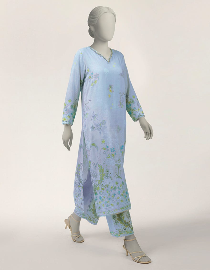 BLUE MAPLE SILK DIGITAL PRINTED CO-ORD SET