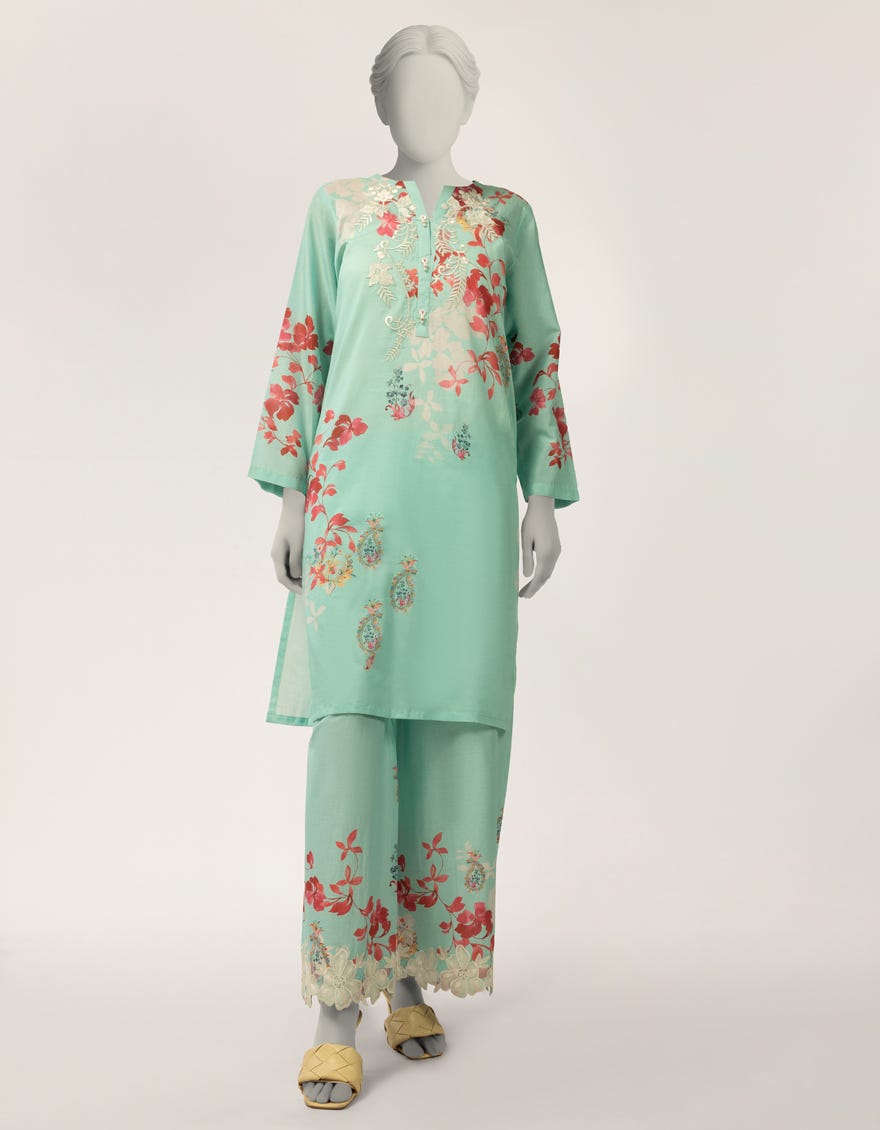 GREEN LAWN EMBROIDERED CO-ORD SET