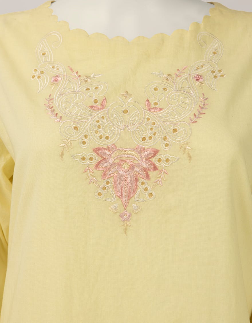 YELLOW LAWN SCHIFFLI CO-ORD SET