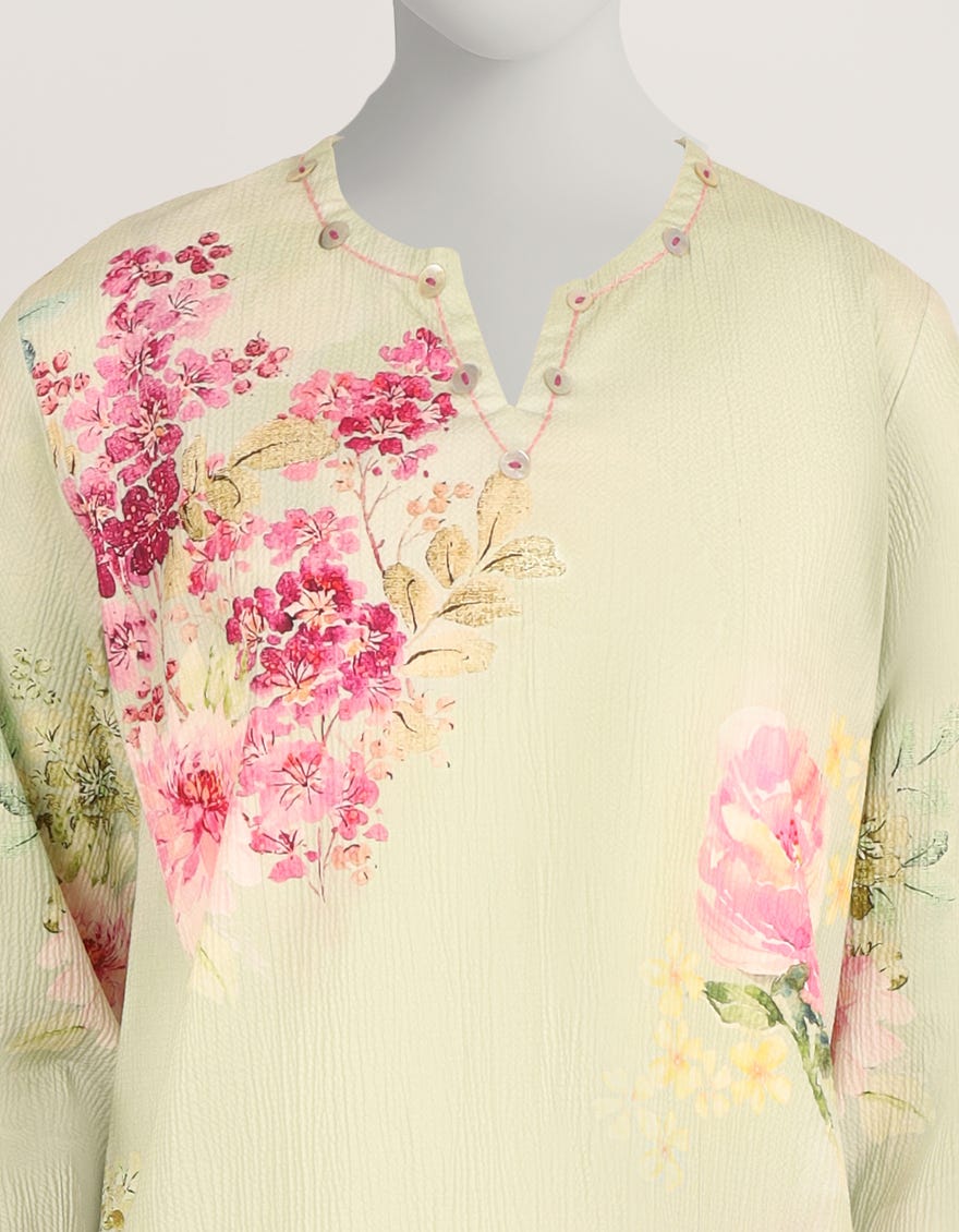 GREEN SEERSUCKER DIGITAL PRINTED CO-ORD SET