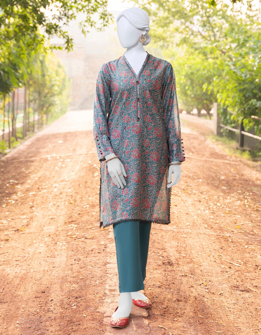 Teal Green Lawn Unstitched 1Pc | Jlawn-S-Jsu-23-927
