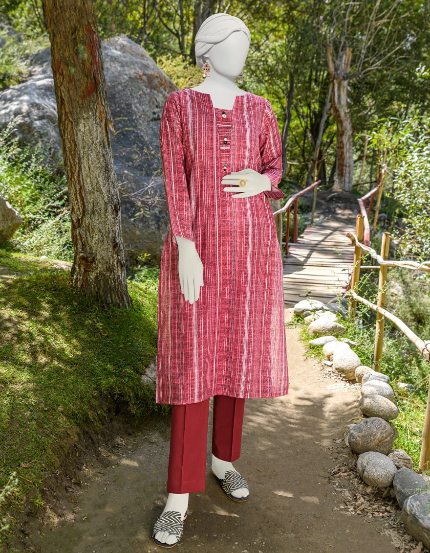Maroon Khaddar Unstitched 1Pc | Jjls-W-Jsu-23-933