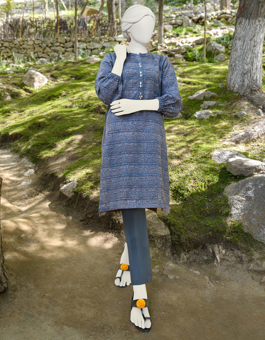 Grey Khaddar Unstitched 1Pc | Jjls-W-Jsu-23-935