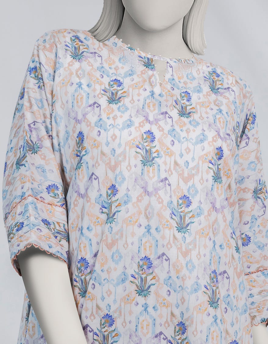 WHITE LAWN DIGITAL PRINTED UNSTITCHED 1PC