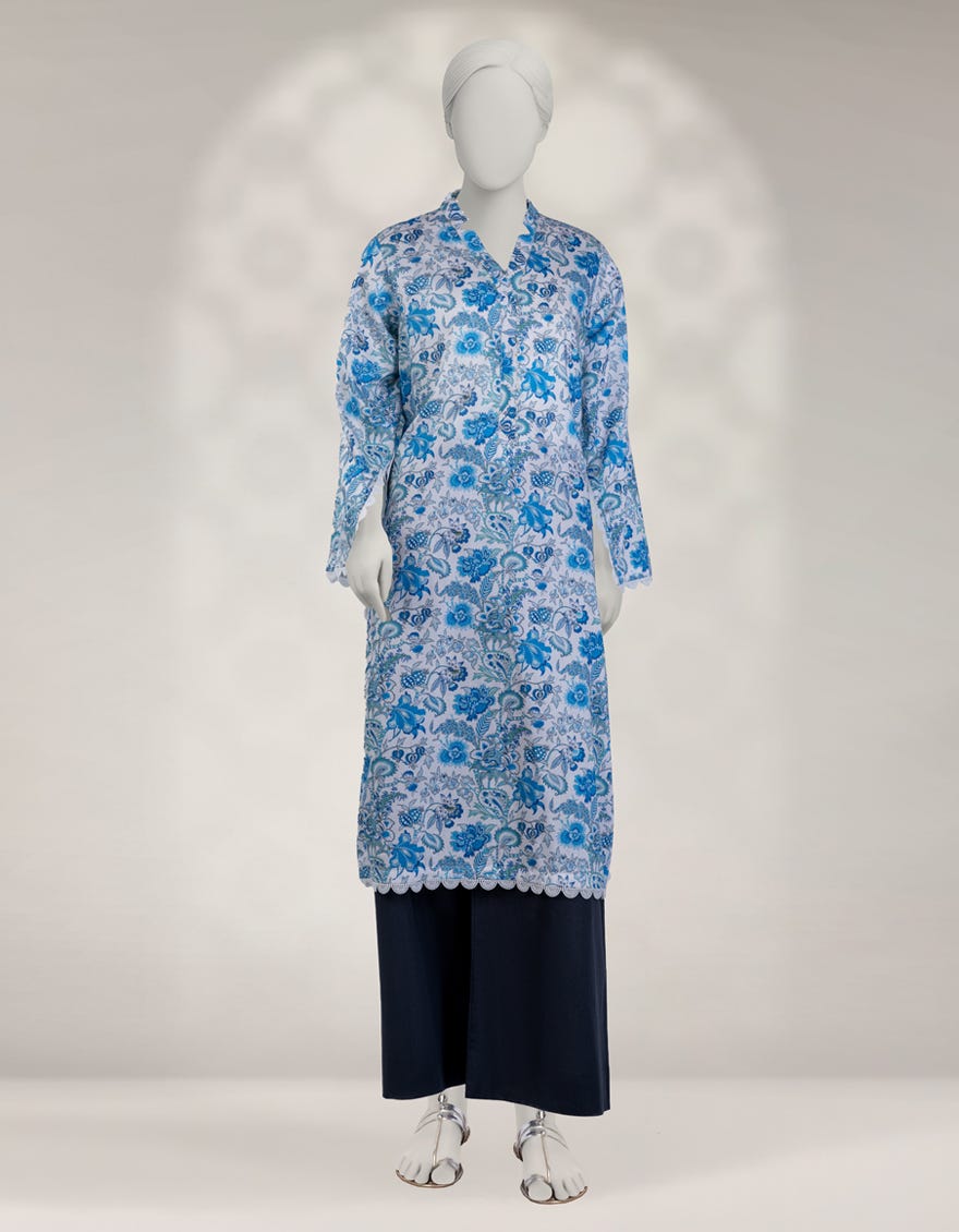 WHITE CAMBRIC DIGITAL PRINTED UNSTITCHED 1PC