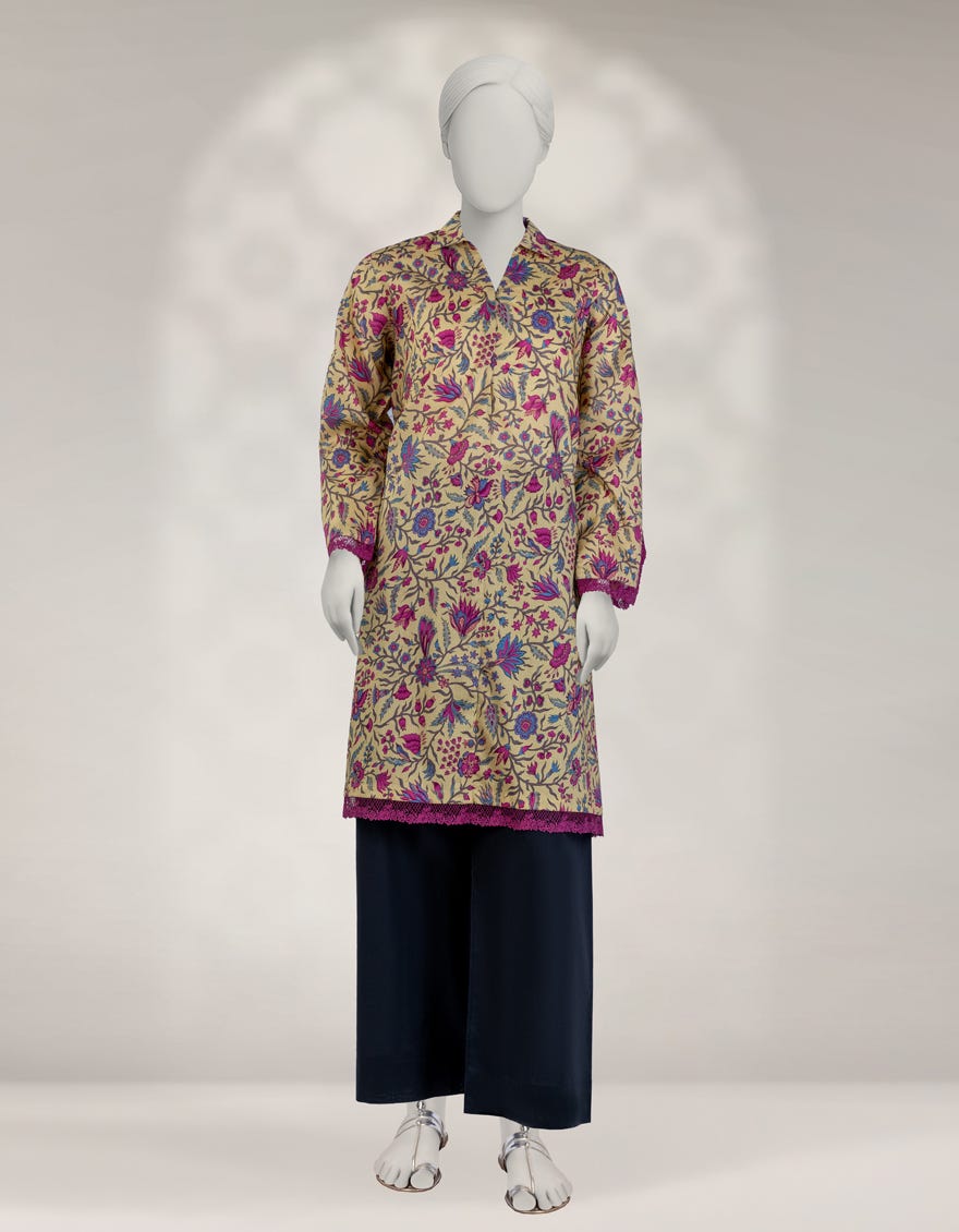 YELLOW CAMBRIC DIGITAL PRINTED UNSTITCHED 1PC