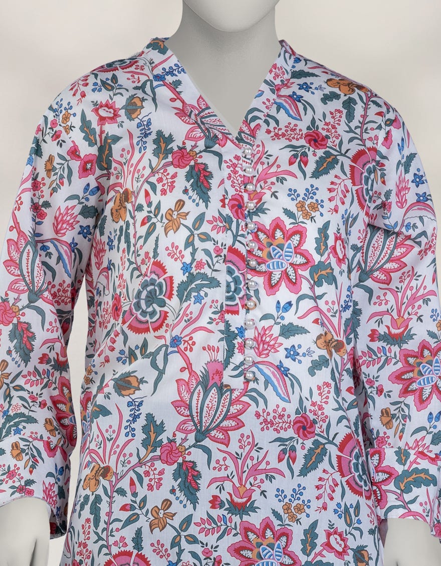 WHITE CAMBRIC DIGITAL PRINTED UNSTITCHED 1PC