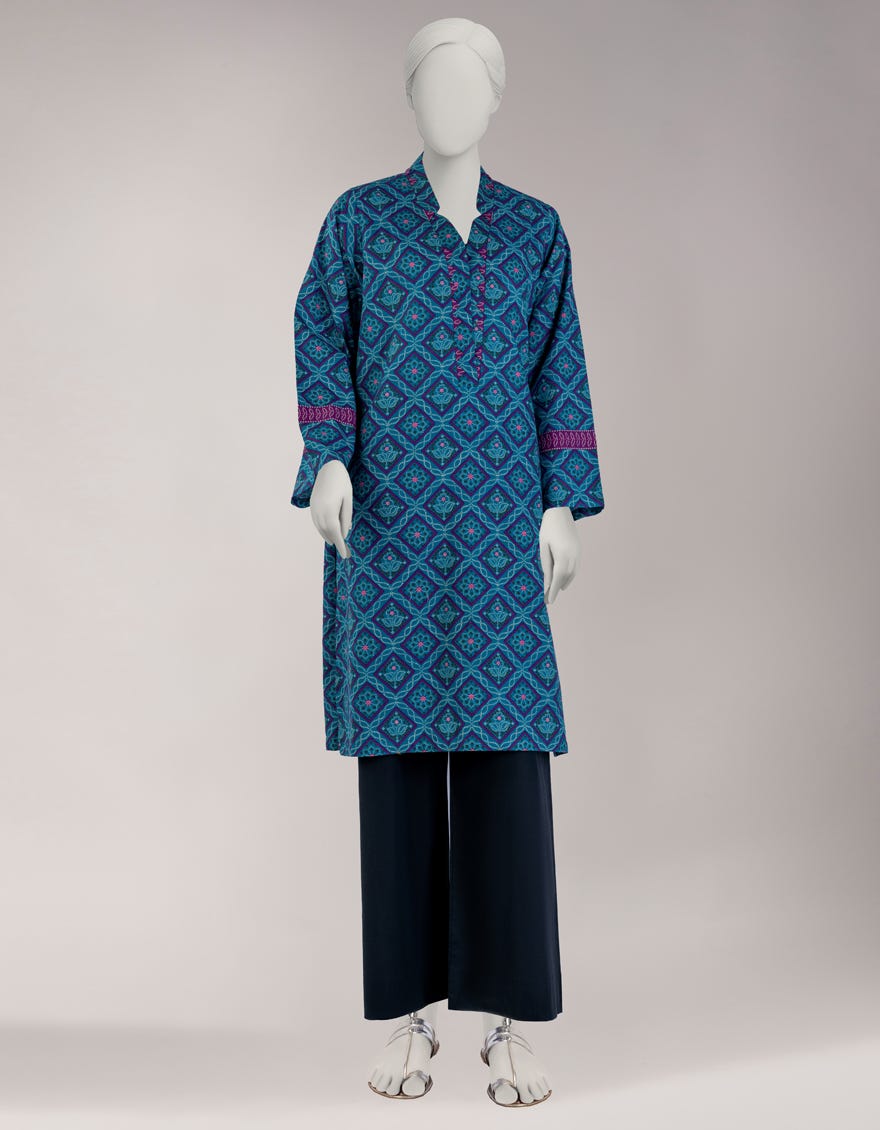 TEAL LIGHT KHADDAR PRINTED UNSTITCHED 1PC