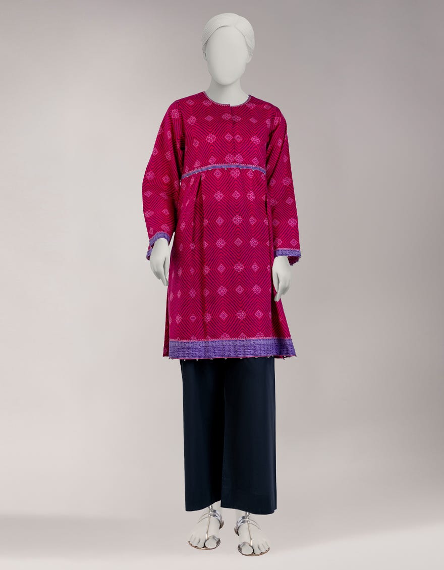 PINK LIGHT KHADDAR PRINTED UNSTITCHED 1PC