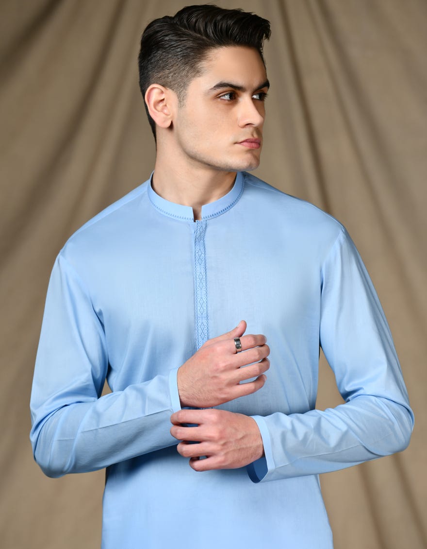 SKY BLUE COTTON KURTA | JTK-S-34646