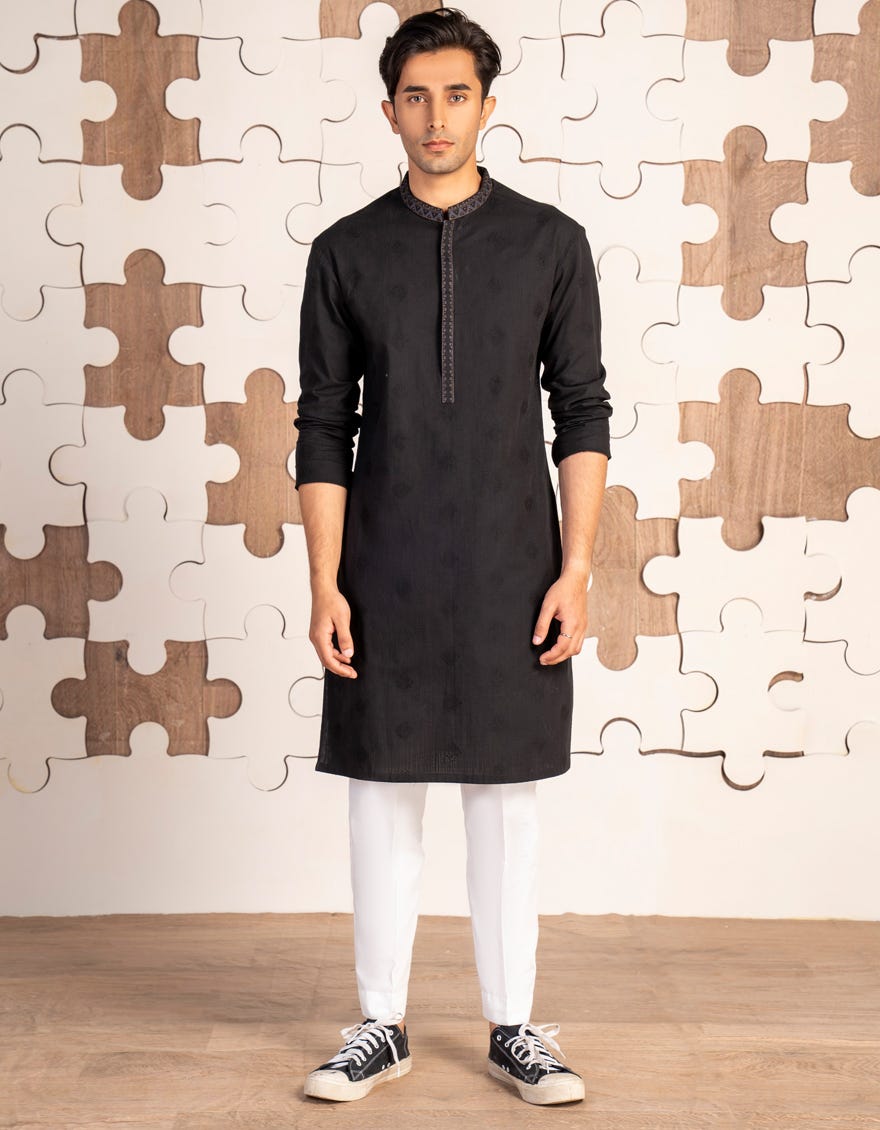 BLACK COTTON KURTA