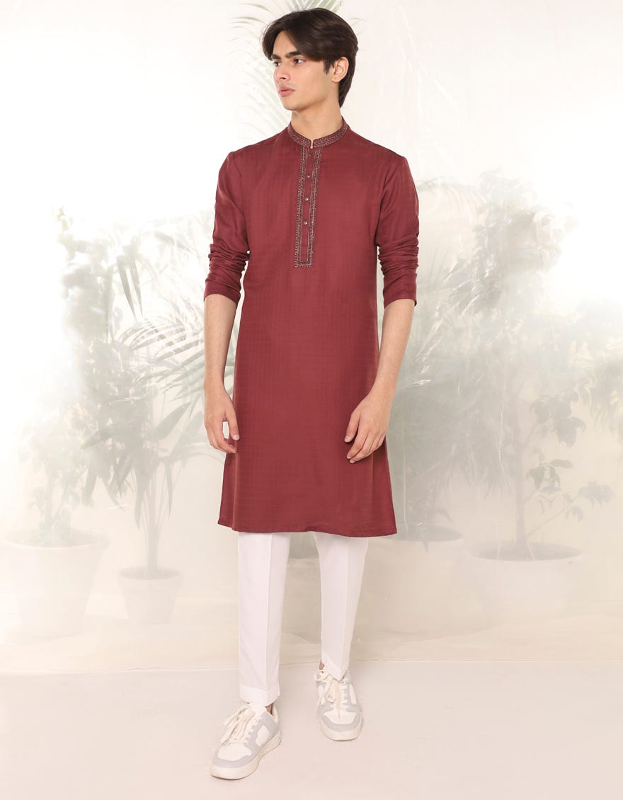 LEAF BROWN COTTON KURTA | JTK-A-39137