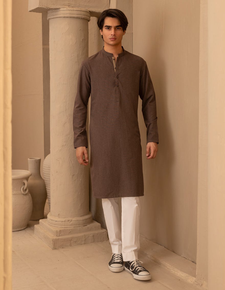 BROWN BLENDED KURTA