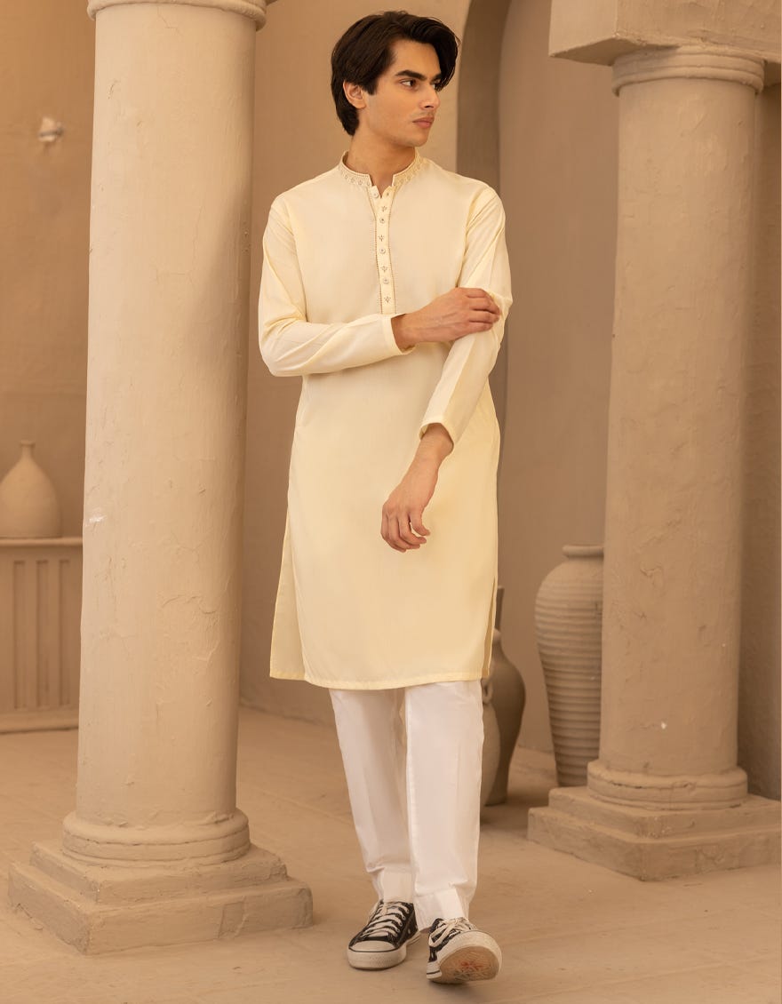 CREAM BLENDED KURTA