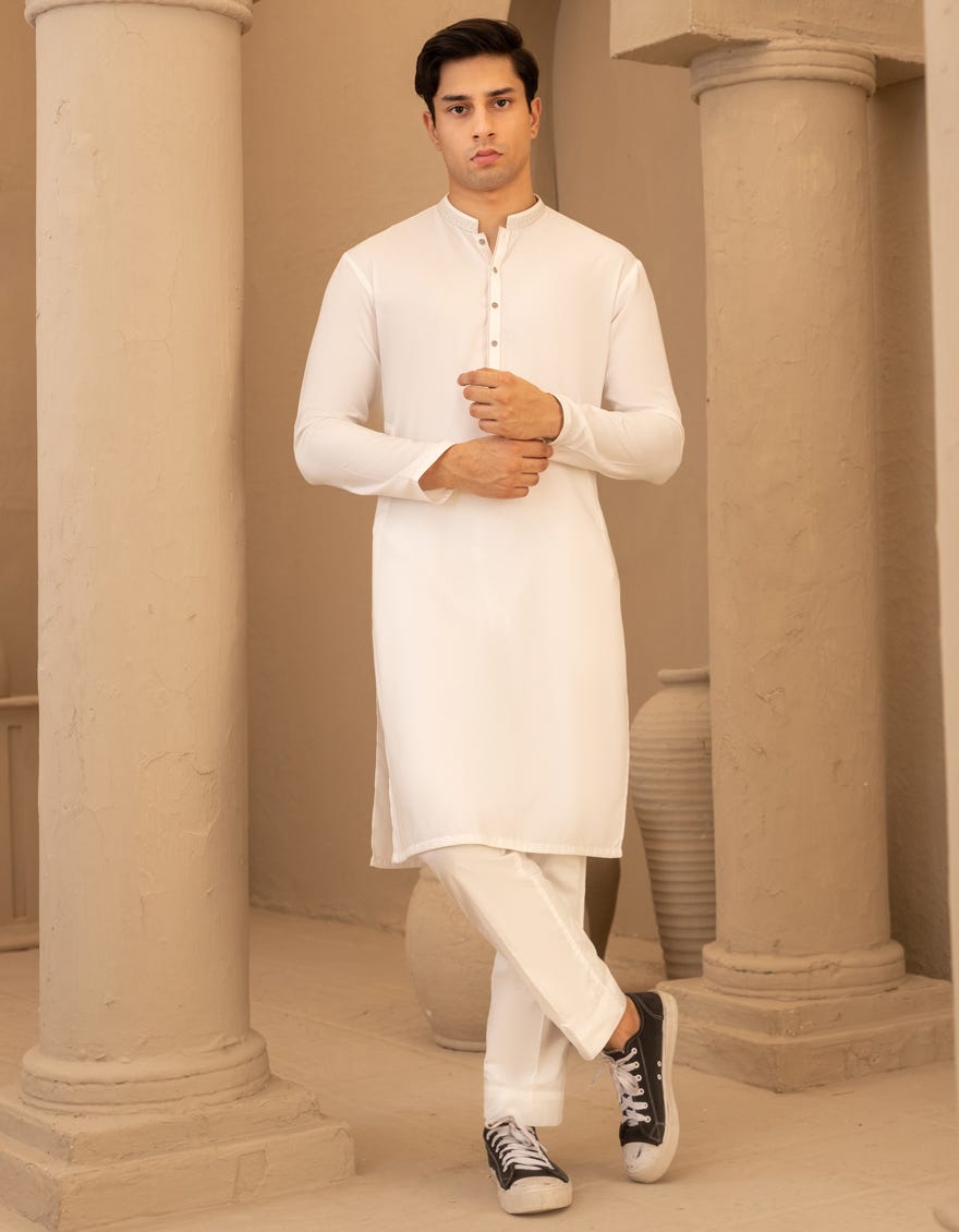 OFF WHITE SEMI FORMAL KURTA