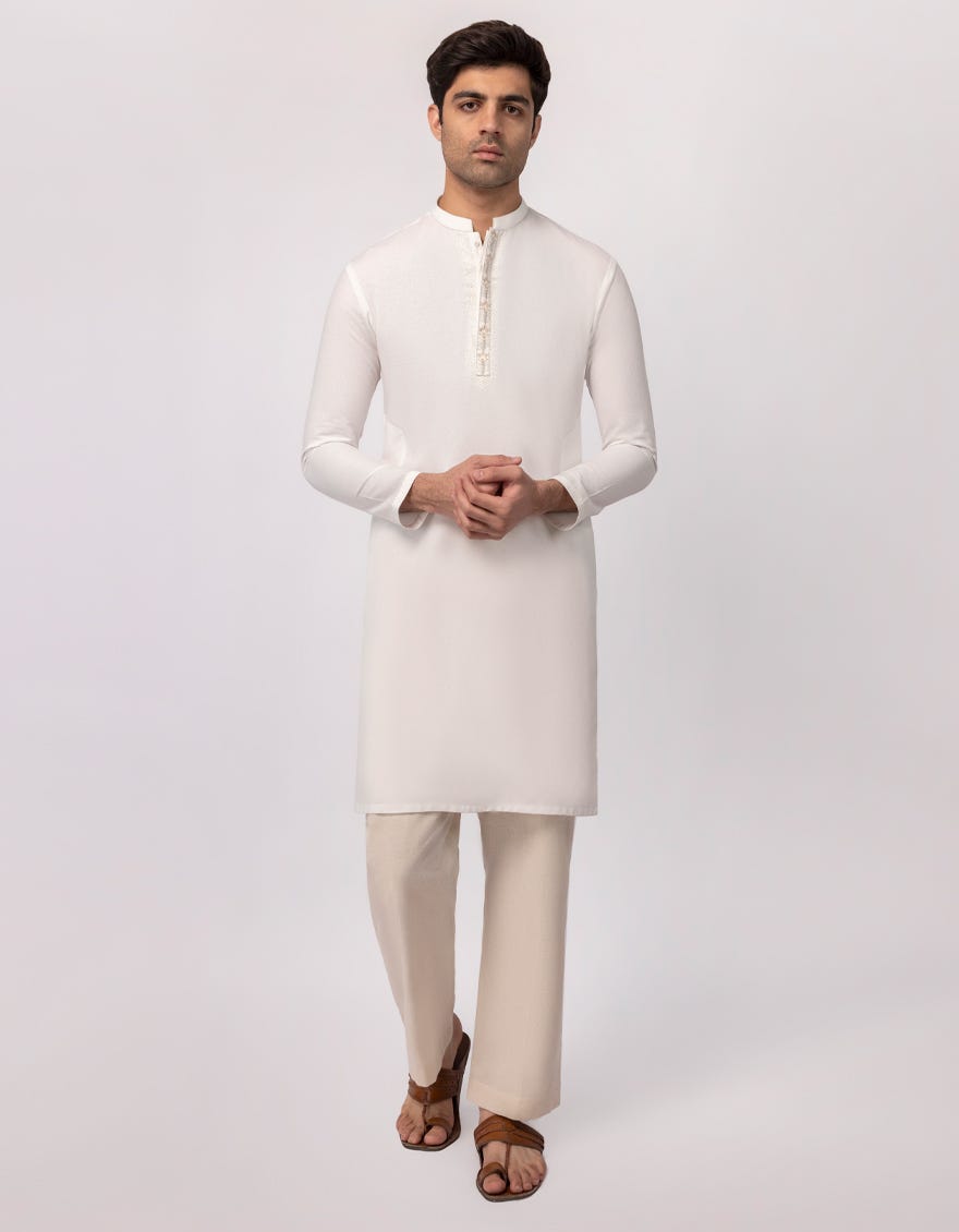 WHITE SEMI-FORMAL KURTA
